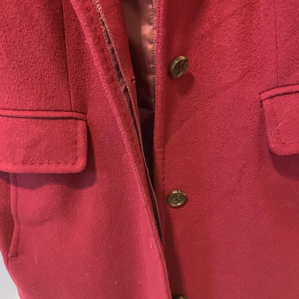 Lands' End Red Wool Blend Trench Coat with Notched Lapel and Pocket, 8P - Picture 5 of 12